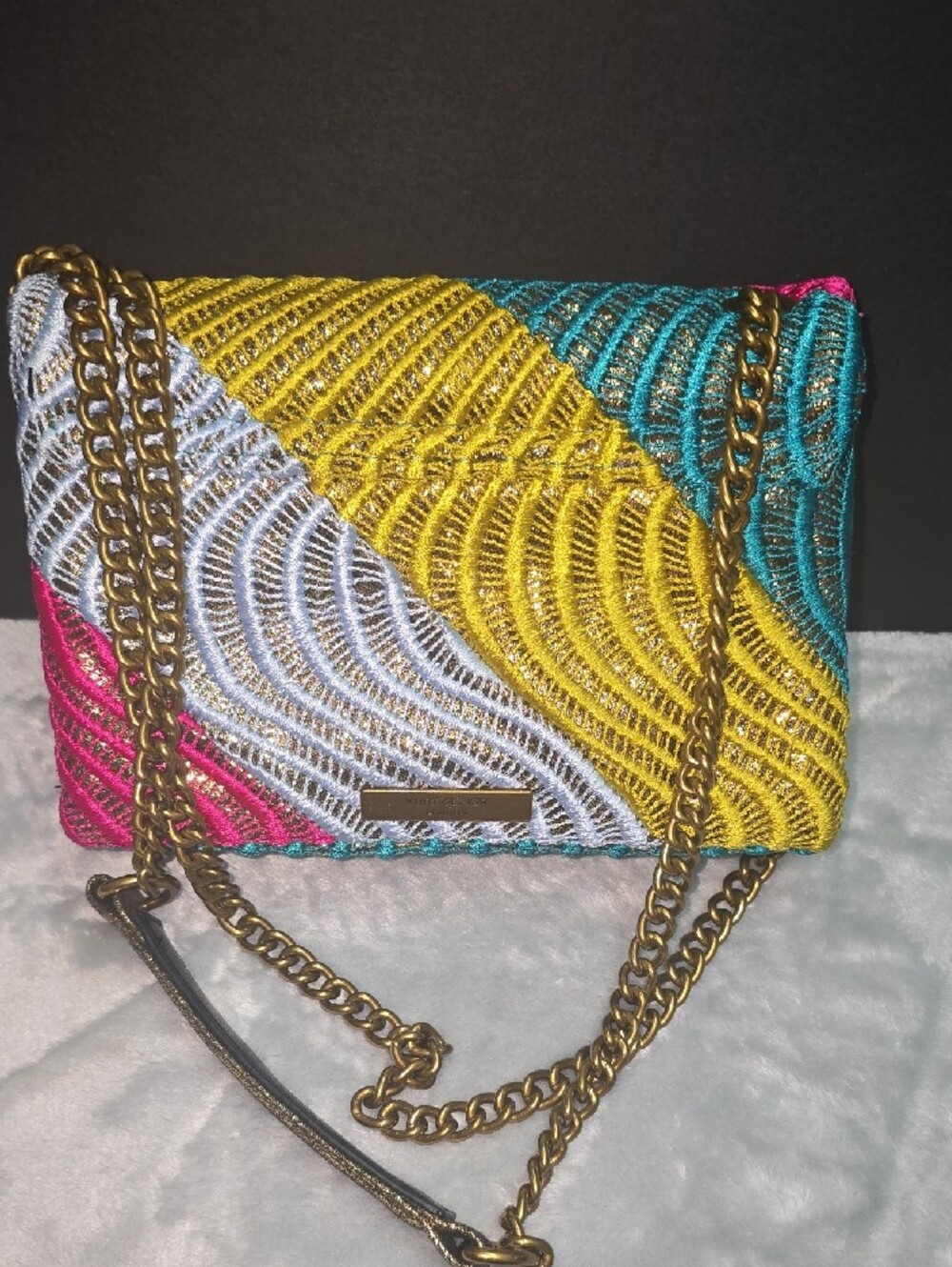 Kurt Geiger Multicolor Beaded Wave Crossbody - Pink Teal Yellow White - Picture 4 of 10